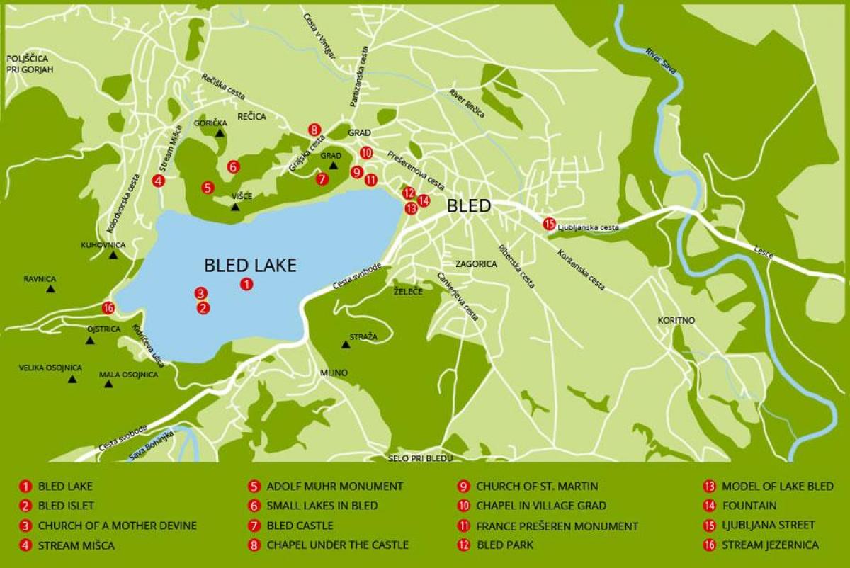 خريطة سلوفينيا عرض بحيرة بليد