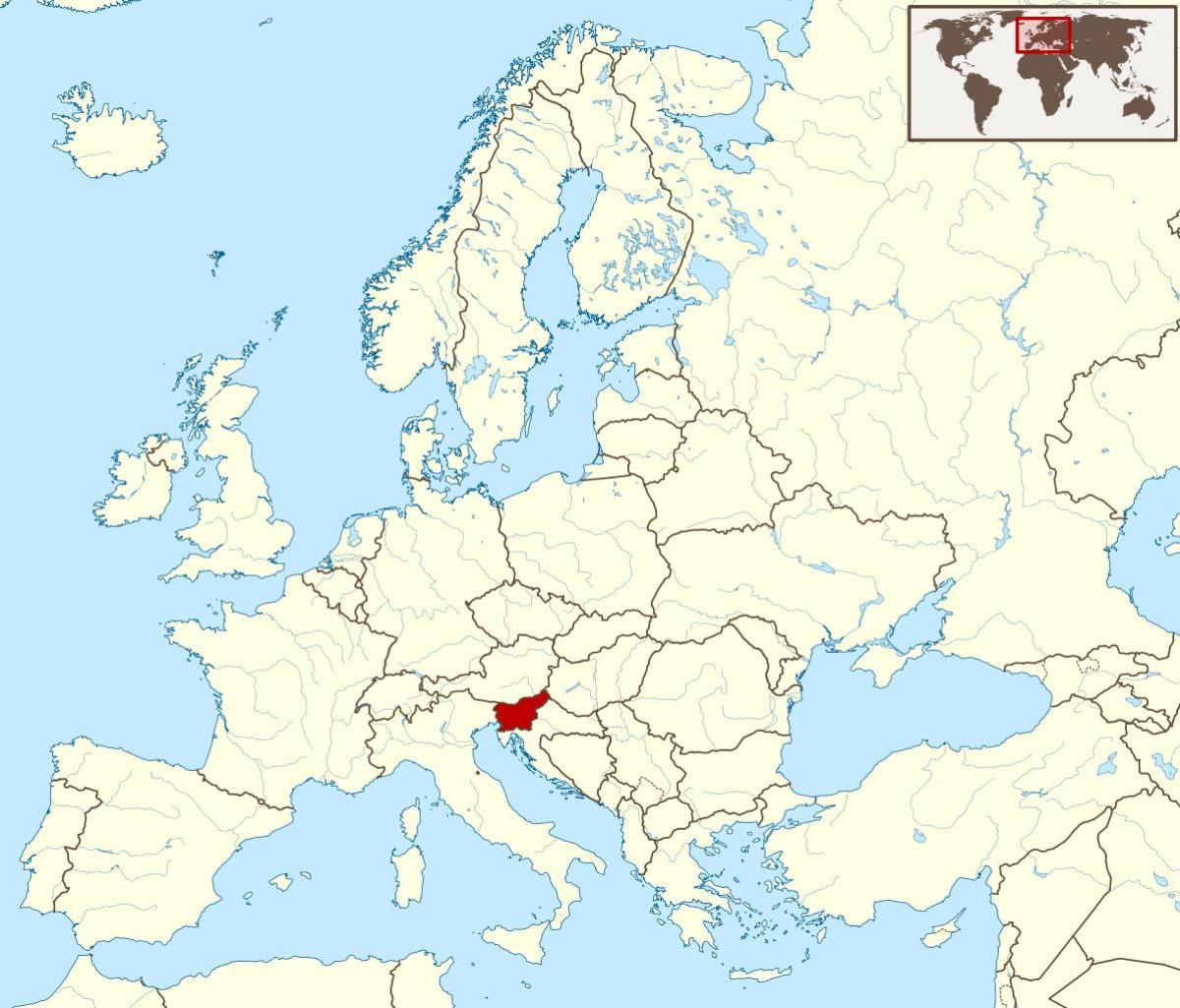 سلوفينيا الموقع على خريطة العالم ، 